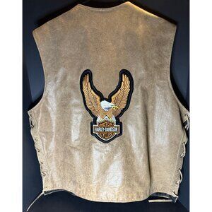 SPEKTER Leather Motorcycle Vest 52 Harley Davidson Patch Biker